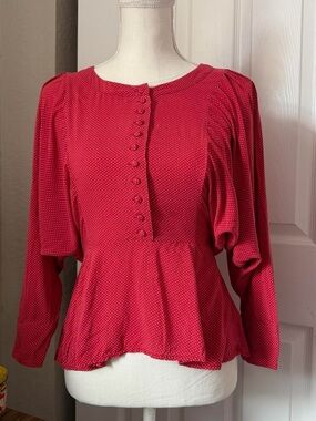 Maeve Red Polka Dot Peplum Blouse